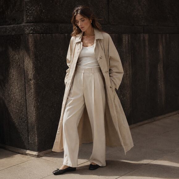 Massimo Dutti Jackets & Blazers - Massimo Dutti Trench Coat 6743/823/830 Womens M Tan Single-breasted Belted Long